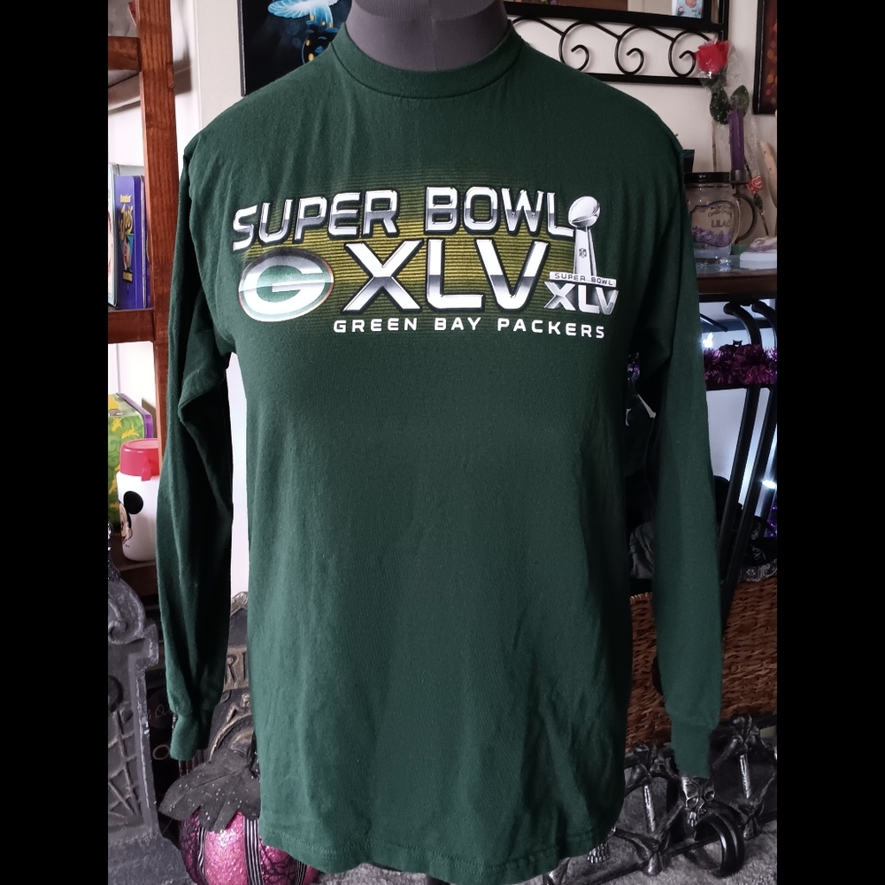 💚💛*4/$15* Green Bay Packers Super Bowl XLV Long Sleeve Tee Delta Pro Large NFL